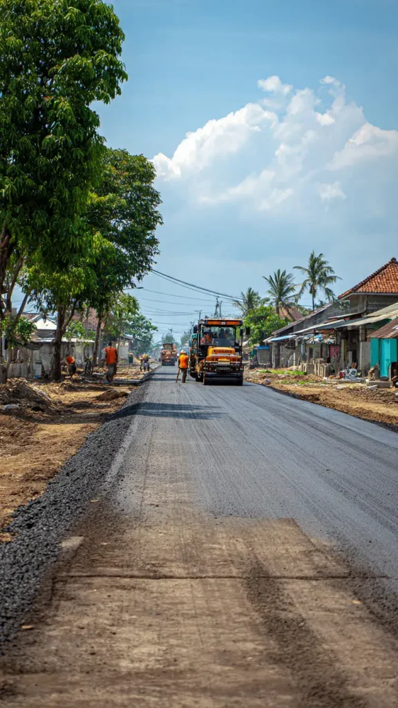 Proses Pengaspalan Jalan Serang